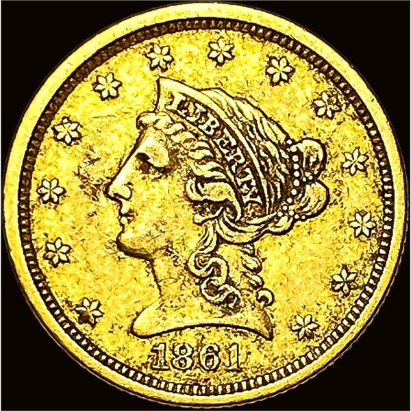 1861 Gold $2.50 Liberty Head Quarter Eagle NEARLY UNCIRCULATED