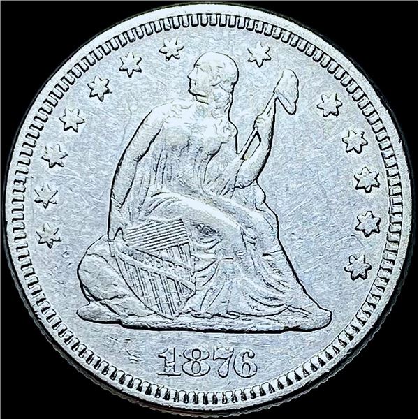 1876 Silver Seated Liberty Quarter CHOICE AU