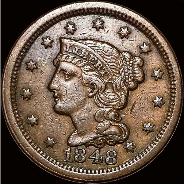 1848 Braided Hair Large Cent NEARLY UNCIRCULATED
