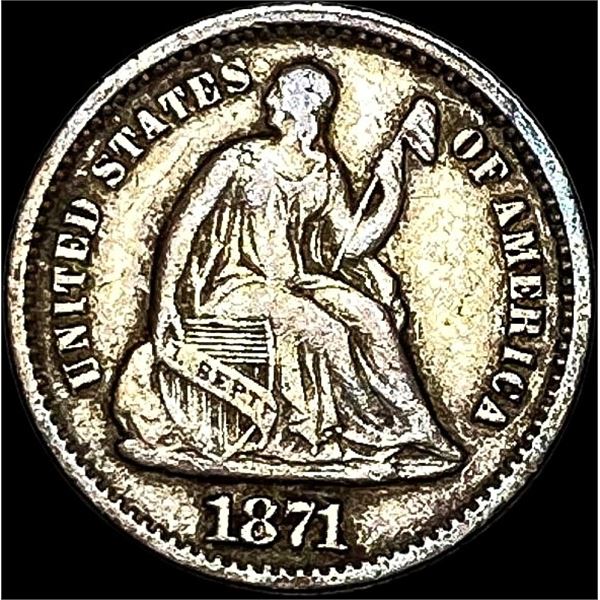 1871 Seated Liberty Half Dime LIGHTLY CIRCULATED