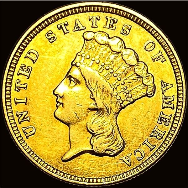 1854 Gold $3 Indian Princess Head ABOUT UNCIRCULATED