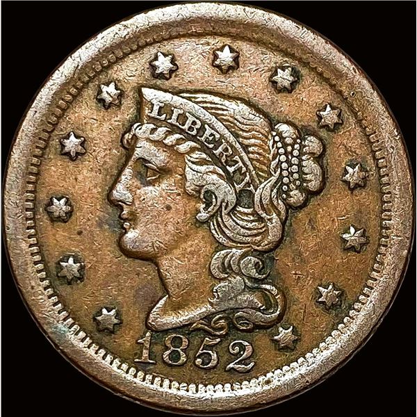 1852 Braided Hair Large Cent LIGHTLY CIRCULATED