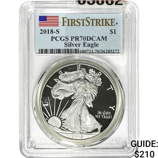 2018-S $1 Silver Eagle PCGS PR70 DCAM