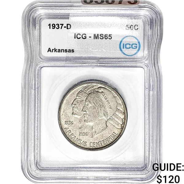 1937-D Arkansas Half Dollar ICG MS65