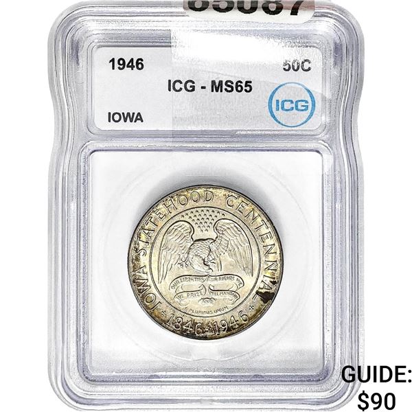 1946 Iowa Half Dollar ICG MS65