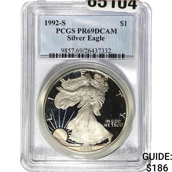 1992-S $1 Silver Eagle PCGS PR69 DCAM