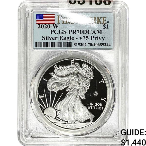 2020-W $1 Silver Eagle PCGS PR70 DCAM v75 Privy