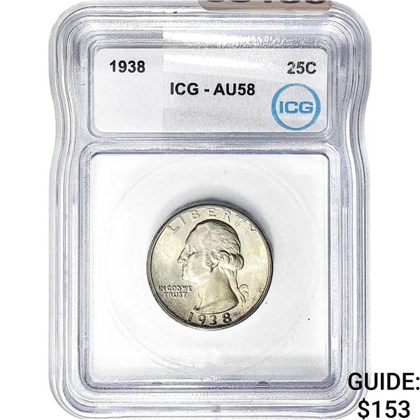 1938 Washington Silver Quarter ICG AU58