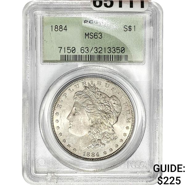 1884 Morgan Silver Dollar PCGS MS63