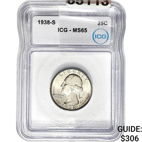 1938-s Washington Silver Quarter ICG MS65