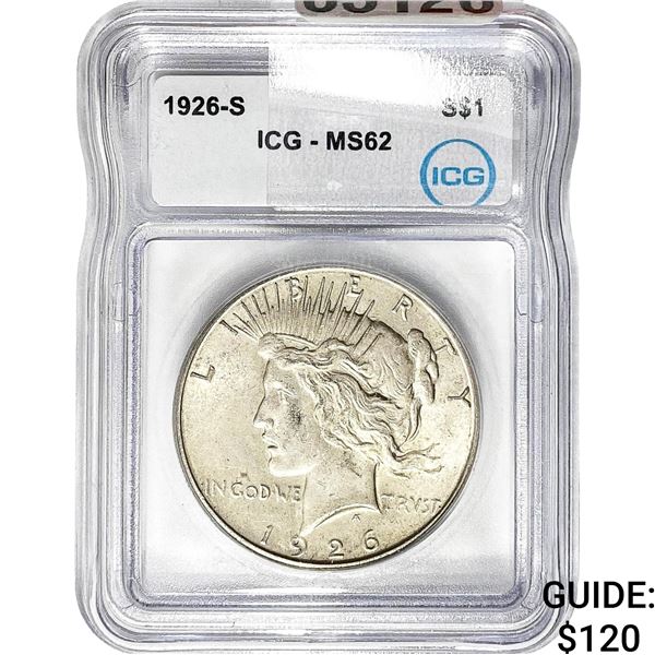 1926-S Silver Peace Dollar ICG MS62
