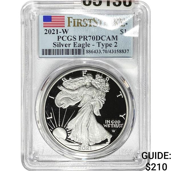 2021-W $1 Silver Eagle PCGS PR70 DCAM T2