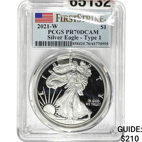 2021-W $1 Silver Eagle PCGS PR70 DCAM T1