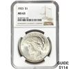 Image 1 : 1923 Silver Peace Dollar NGC MS63