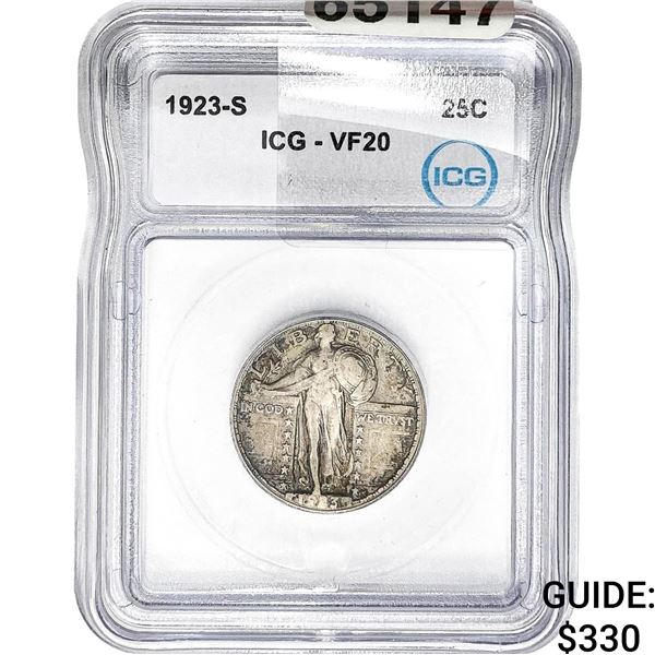 1923-S Standing Liberty Quarter ICG VF20
