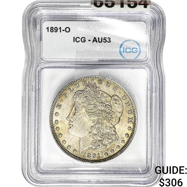 1891-O Morgan Silver Dollar ICG AU53