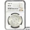 Image 1 : 1923 Silver Peace Dollar NGC MS63