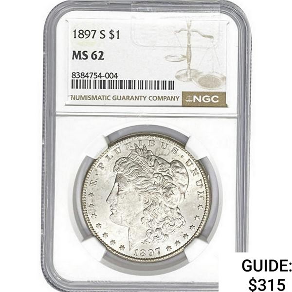 1897-S Morgan Silver Dollar NGC MS62