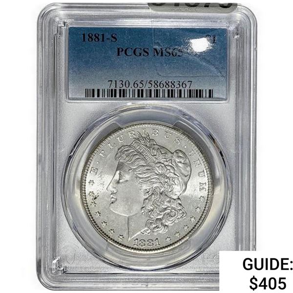 1881-S Morgan Silver Dollar PCGS MS65