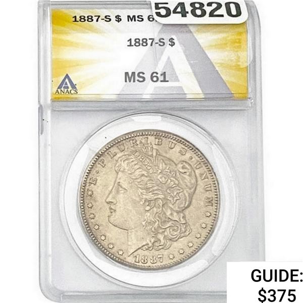 1887-S Morgan Silver Dollar ANACS MS61