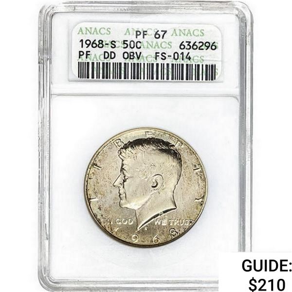 1968-S DDO Kennedy Half Dollar ANACS PF67