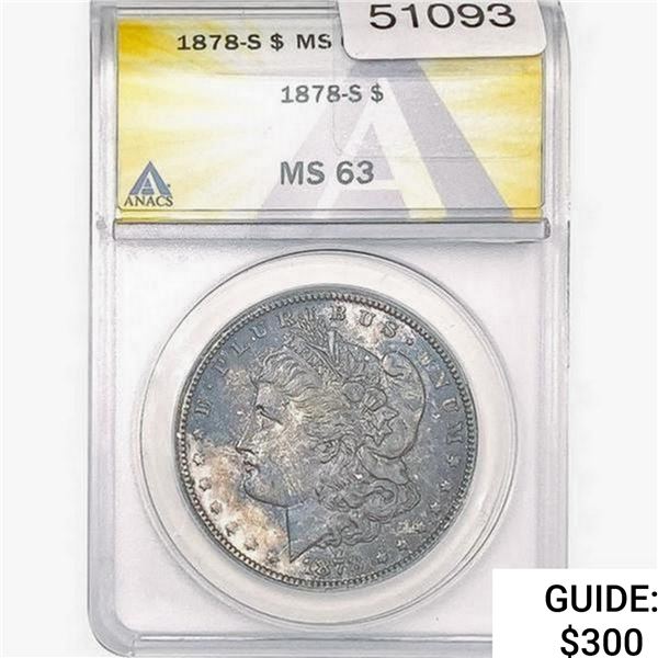 1878-S Morgan Silver Dollar ANACS MS63