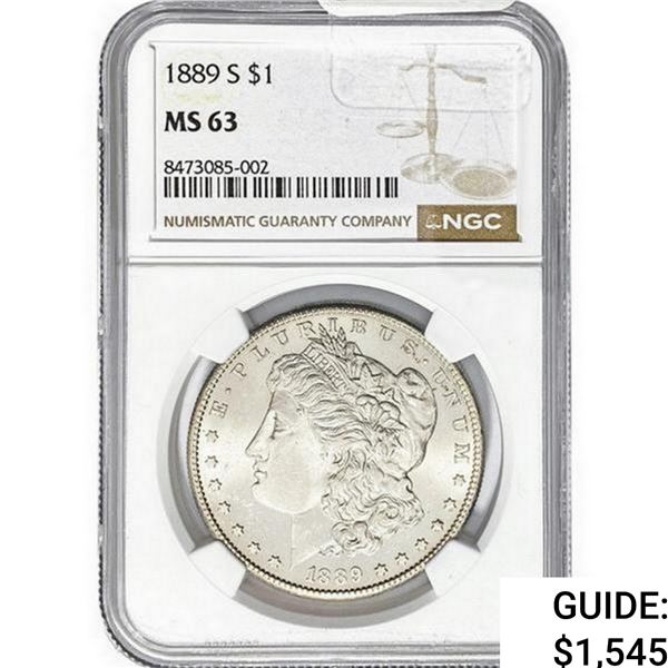 1889-S Morgan Silver Dollar NGC MS63