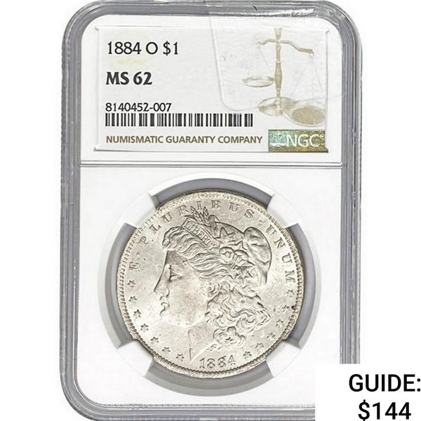 1884-O Morgan Silver Dollar NGC MS62