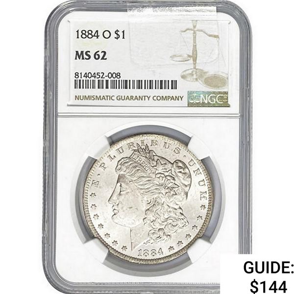 1884-O Morgan Silver Dollar NGC MS62