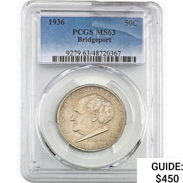 1936 Bridgeport Half Dollar PCGS MS63