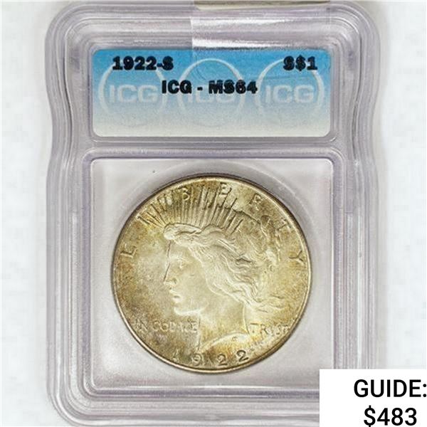 1922-S Silver Peace Dollar ICG MS64