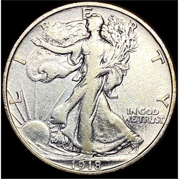 1918-D Silver Walking Liberty Half Dollar NICELY CIRCULATED