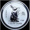 Image 1 : 1999-P Australia 1 oz Silver Lunar Rabbit $1 GEM PROOF
