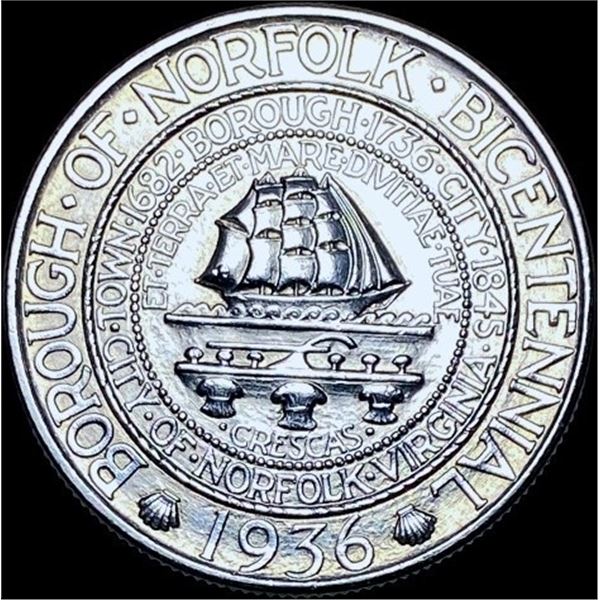 1936 Norfolk Silver Half Dollar CHOICE AU
