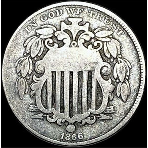 1866 Shield Nickel Rays LIGHTLY CIRCULATED