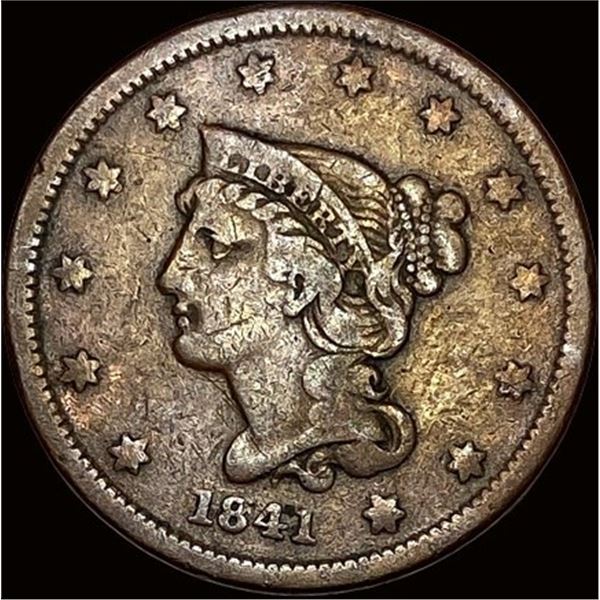 1841 Braided Hair Large Cent LIGHTLY CIRCULATED