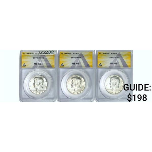 [3] 1970-D Kennedy Half Dollar ANACS MS65
