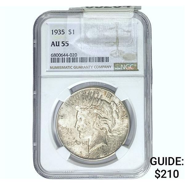 1935 Silver Peace Dollar NGC AU55