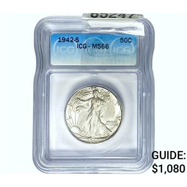 1942-S Walking Liberty Half Dollar ICG MS66