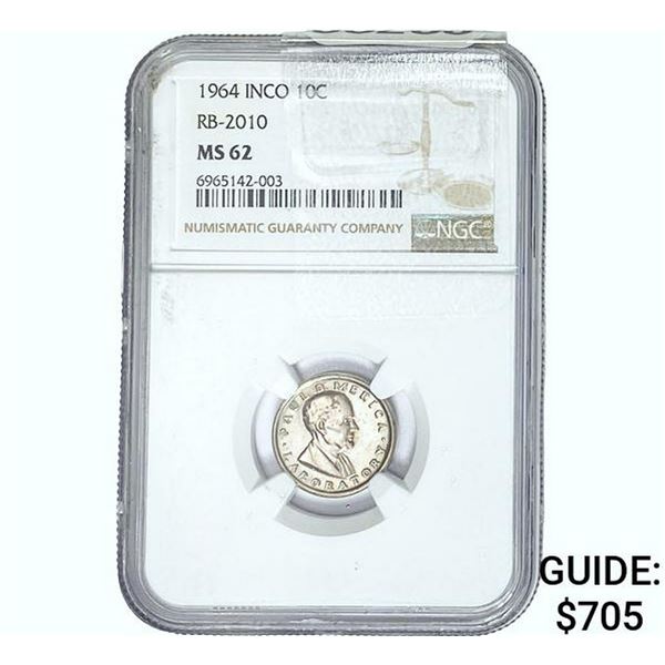1964 10C Paul D. Merica Laboratory  MS62 RB