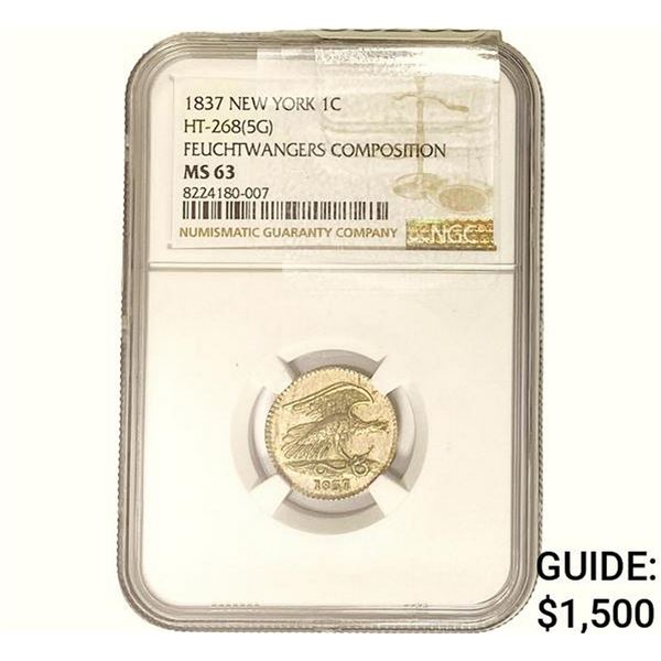 1837 New York 1C Feuchtwangers Comp. NGC MS63
