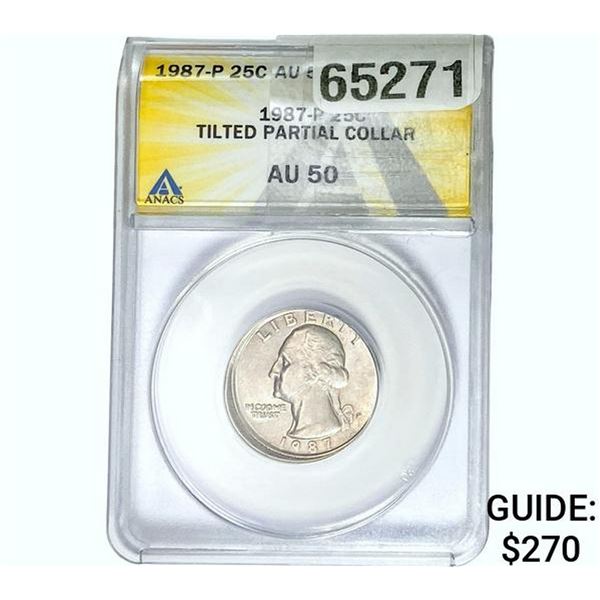 1987-P Washington Silver Quarter ANACS AU50 Partial Collar