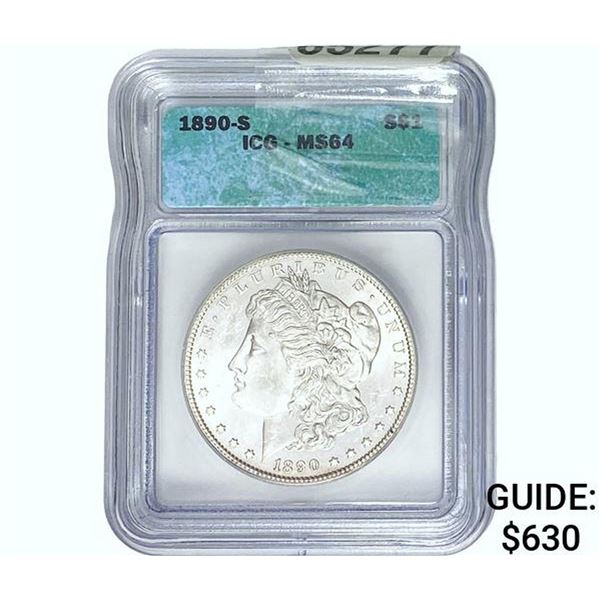 1890-S Morgan Silver Dollar ICG MS64