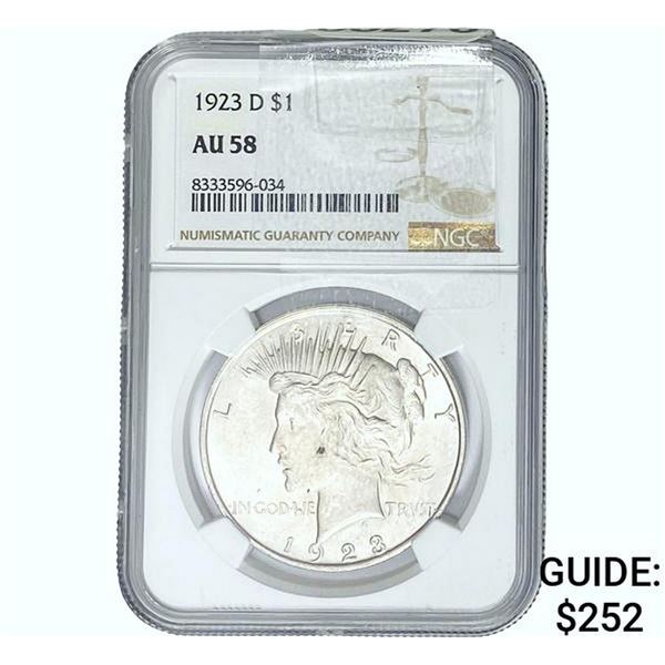 1923-D Silver Peace Dollar NGC AU58