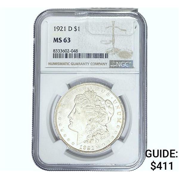 1921-D Morgan Silver Dollar NGC MS63