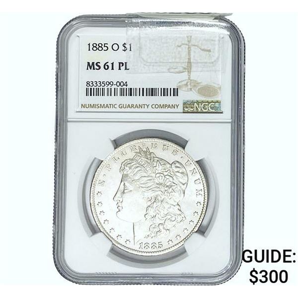 1885-O Morgan Silver Dollar NGC MS61 PL