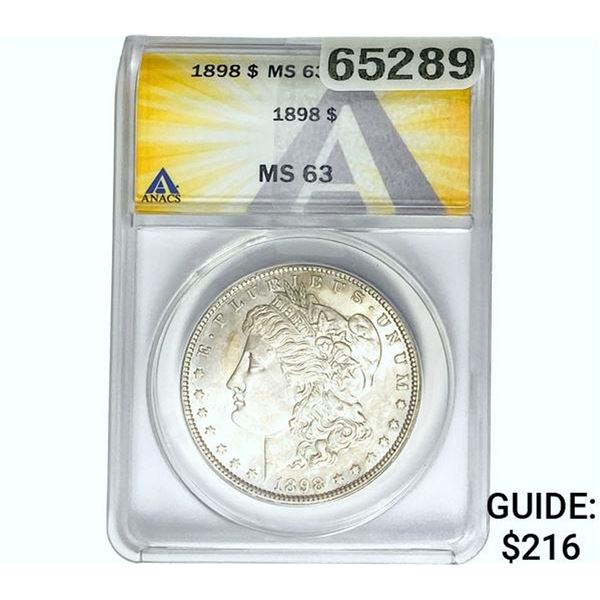 1898 Morgan Silver Dollar ANACS MS63