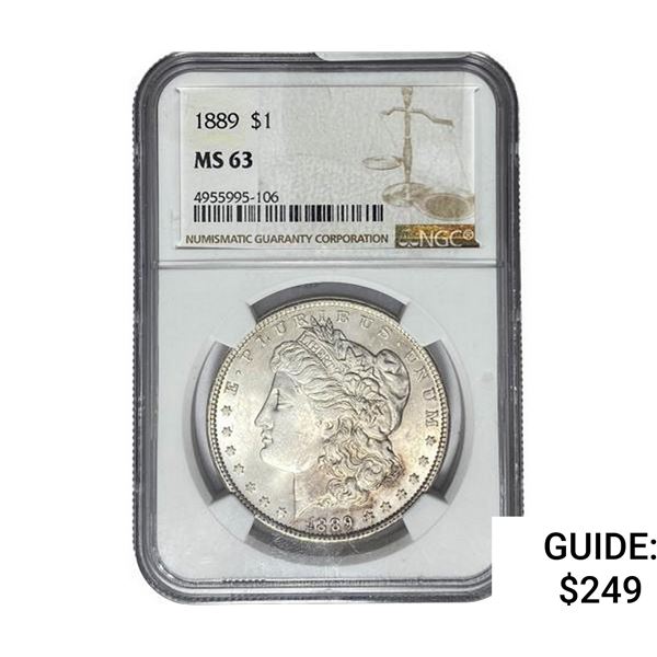 1889 Morgan Silver Dollar NGC MS63