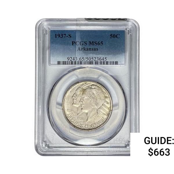 1937-S Arkansas Half Dollar PCGS MS65