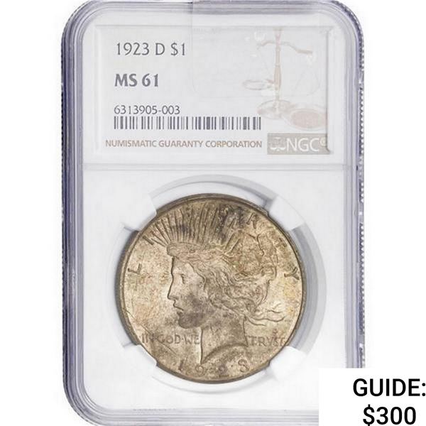 1923-D Silver Peace Dollar NGC MS61